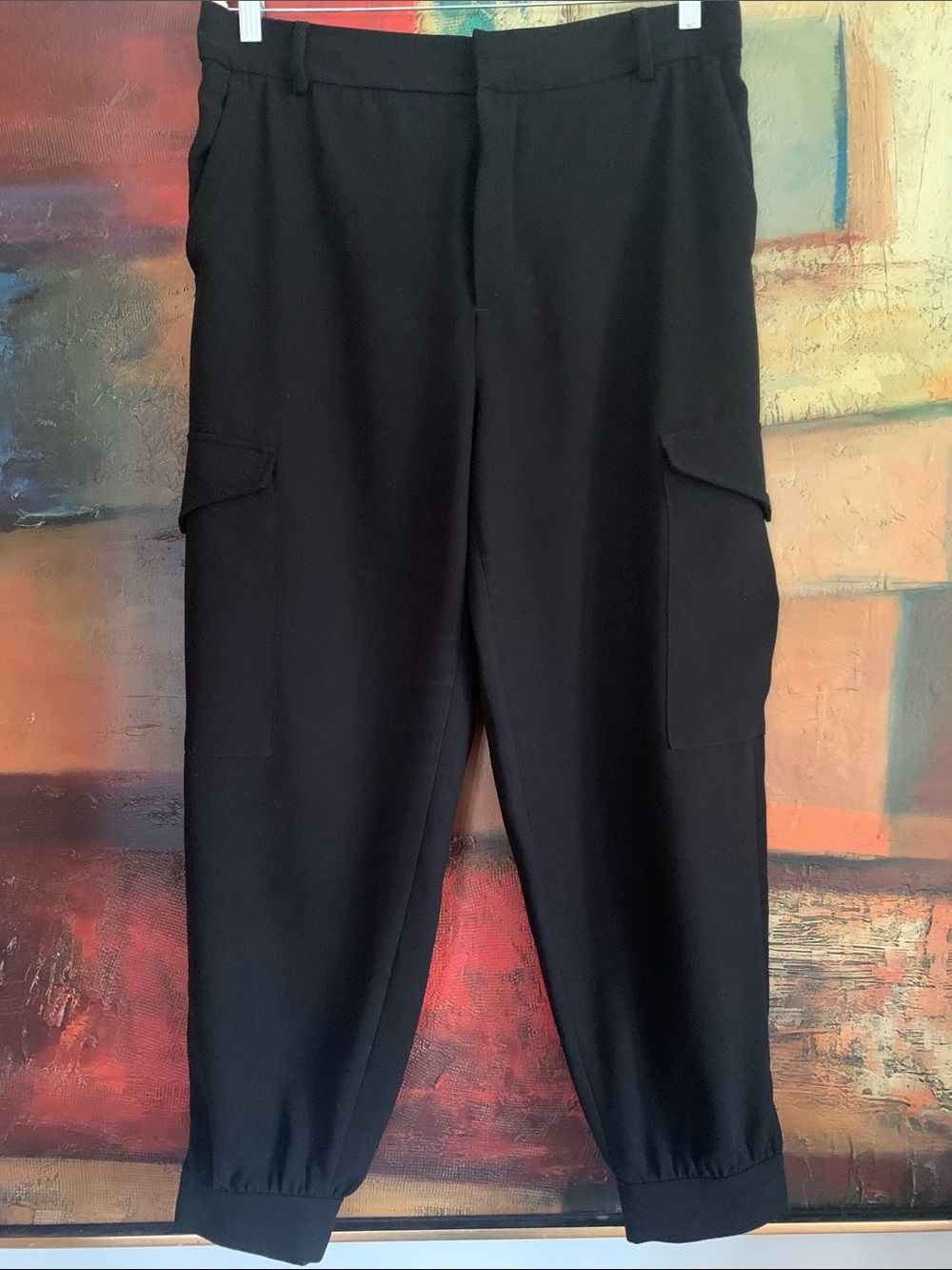 Zara Black Cargo Jogger Pants High Rise Size XL